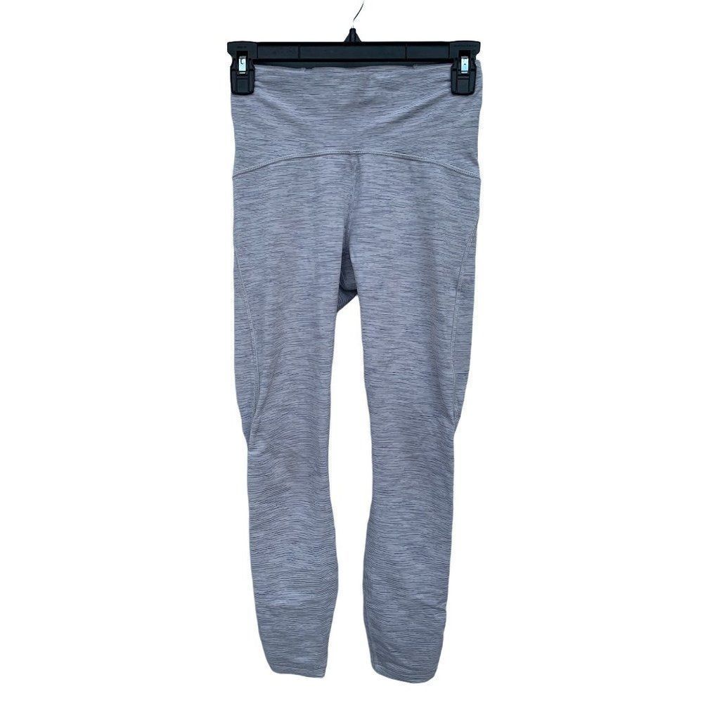 Lululemon Size 4 White Gray Heathered High Rise Mesh Cropped Crop Leggings